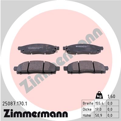 ZIMMERMANN 25087.170.1 Kit pastiglie freno, Freno a disco-Kit pastiglie freno, Freno a disco-Ricambi Euro