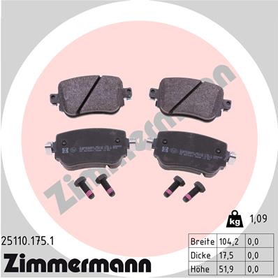 ZIMMERMANN 25110.175.1 Kit pastiglie freno, Freno a disco-Kit pastiglie freno, Freno a disco-Ricambi Euro