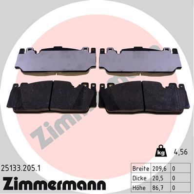 ZIMMERMANN 25133.205.1 Kit pastiglie freno, Freno a disco