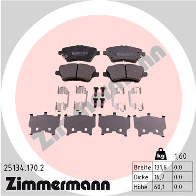 ZIMMERMANN 25134.170.2 Kit pastiglie freno, Freno a disco