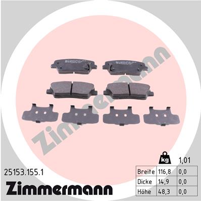 ZIMMERMANN 25153.155.1 Kit pastiglie freno, Freno a disco