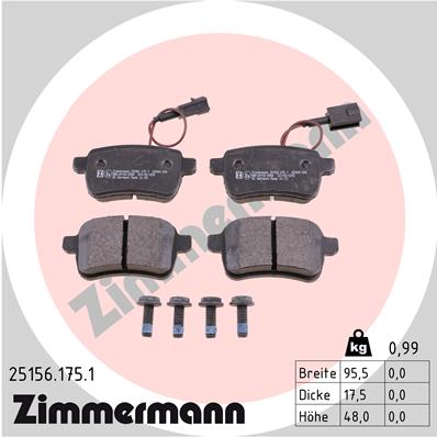 ZIMMERMANN 25156.175.1 Kit pastiglie freno, Freno a disco