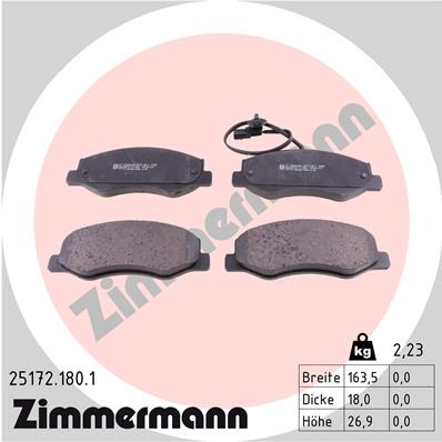 ZIMMERMANN 25172.180.1 Kit pastiglie freno, Freno a disco