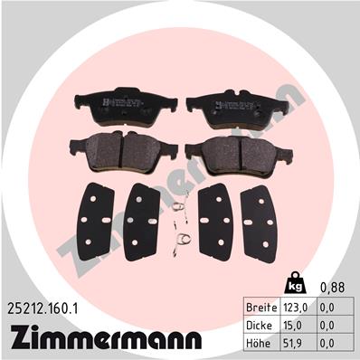 ZIMMERMANN 25212.160.1 Kit pastiglie freno, Freno a disco-Kit pastiglie freno, Freno a disco-Ricambi Euro