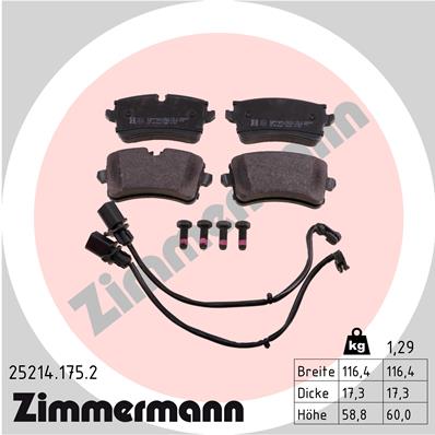 ZIMMERMANN 25214.175.2 Kit pastiglie freno, Freno a disco-Kit pastiglie freno, Freno a disco-Ricambi Euro