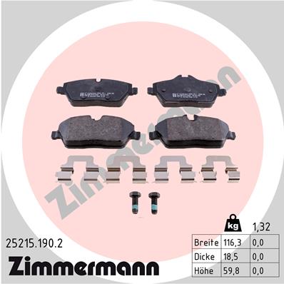 ZIMMERMANN 25215.190.2 Kit pastiglie freno, Freno a disco-Kit pastiglie freno, Freno a disco-Ricambi Euro