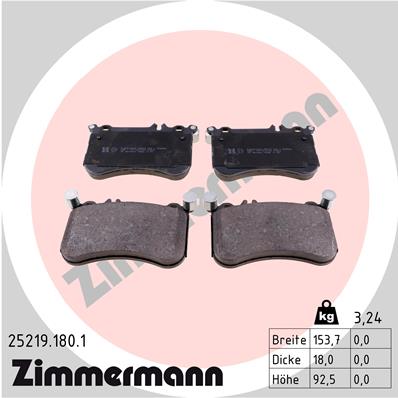 ZIMMERMANN 25219.180.1 Kit pastiglie freno, Freno a disco-Kit pastiglie freno, Freno a disco-Ricambi Euro