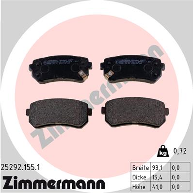 ZIMMERMANN 25292.155.1 Kit pastiglie freno, Freno a disco