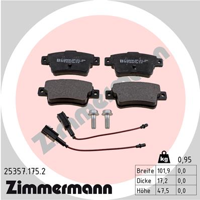 ZIMMERMANN 25357.175.2 Kit pastiglie freno, Freno a disco-Kit pastiglie freno, Freno a disco-Ricambi Euro