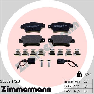 ZIMMERMANN 25357.175.3 Kit pastiglie freno, Freno a disco