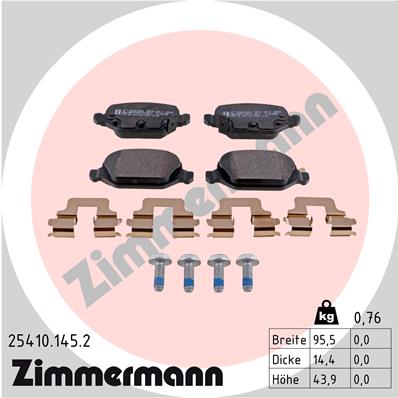 ZIMMERMANN 25410.145.2 Kit pastiglie freno, Freno a disco