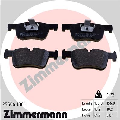 ZIMMERMANN 25506.180.1 Kit pastiglie freno, Freno a disco-Kit pastiglie freno, Freno a disco-Ricambi Euro