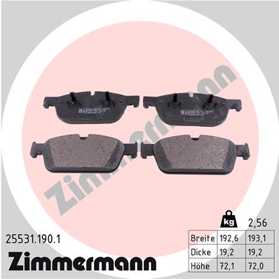 ZIMMERMANN 25531.190.1 Kit pastiglie freno, Freno a disco