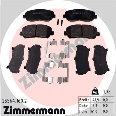 ZIMMERMANN 25564.160.2 Kit pastiglie freno, Freno a disco