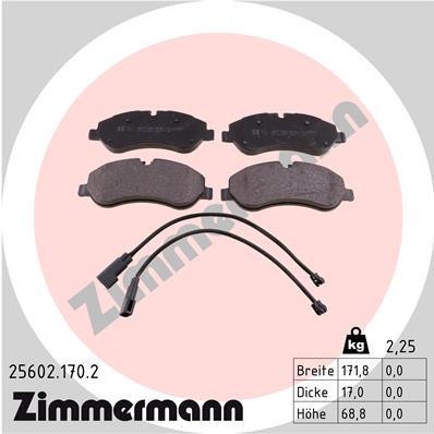 ZIMMERMANN 25602.170.2 Kit pastiglie freno, Freno a disco
