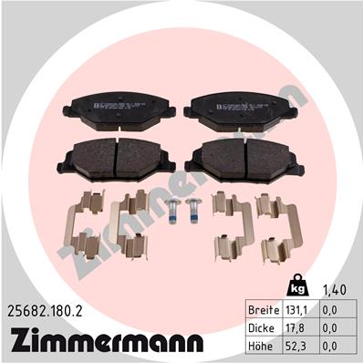 ZIMMERMANN 25682.180.2 Kit pastiglie freno, Freno a disco