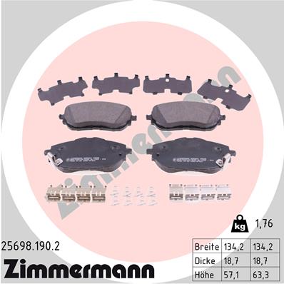 ZIMMERMANN 25698.190.2 Kit pastiglie freno, Freno a disco-Kit pastiglie freno, Freno a disco-Ricambi Euro