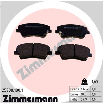 ZIMMERMANN 25708.180.1 Kit pastiglie freno, Freno a disco-Kit pastiglie freno, Freno a disco-Ricambi Euro