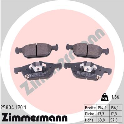 ZIMMERMANN 25804.170.1 Kit pastiglie freno, Freno a disco