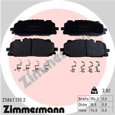 ZIMMERMANN 25861.170.2 Kit pastiglie freno, Freno a disco-Kit pastiglie freno, Freno a disco-Ricambi Euro