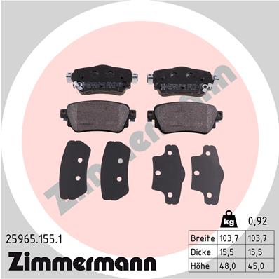 ZIMMERMANN 25965.155.1 Kit pastiglie freno, Freno a disco