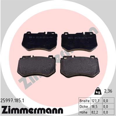 ZIMMERMANN 25997.185.1 Kit pastiglie freno, Freno a disco-Kit pastiglie freno, Freno a disco-Ricambi Euro