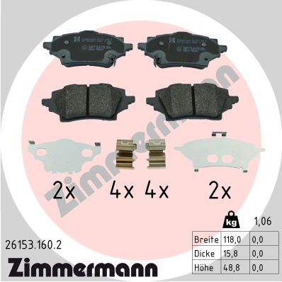 ZIMMERMANN 24468.190.3 Bremsekloss sett