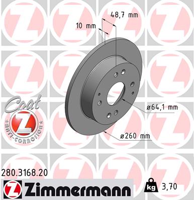 ZIMMERMANN 280.3168.20 Discofreno-Discofreno-Ricambi Euro