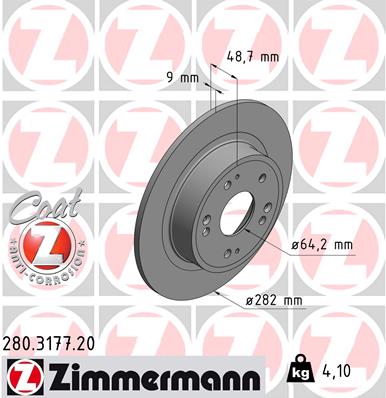 ZIMMERMANN 280.3177.20 Discofreno-Discofreno-Ricambi Euro