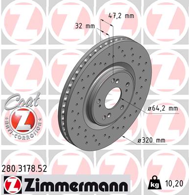 ZIMMERMANN 280.3178.52 Discofreno-Discofreno-Ricambi Euro