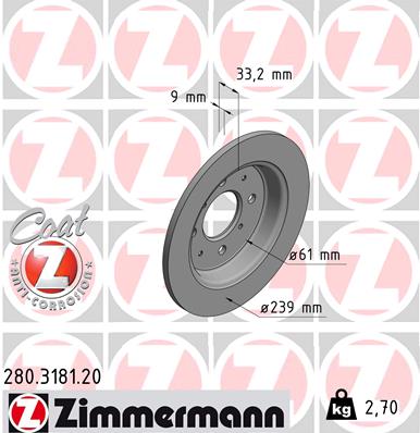 ZIMMERMANN 280.3181.20 Discofreno-Discofreno-Ricambi Euro