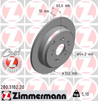 ZIMMERMANN 280.3182.20 Discofreno-Discofreno-Ricambi Euro