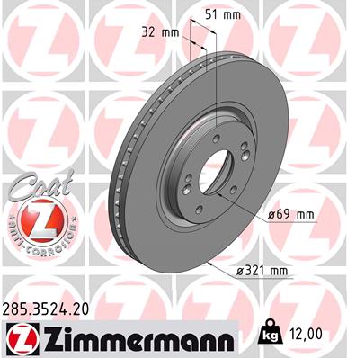 ZIMMERMANN 285.3524.20 Discofreno-Discofreno-Ricambi Euro