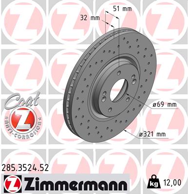 ZIMMERMANN 285.3524.52 Discofreno-Discofreno-Ricambi Euro