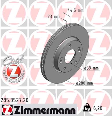 ZIMMERMANN 285.3527.20 Discofreno-Discofreno-Ricambi Euro