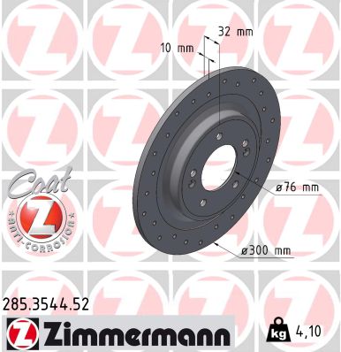 ZIMMERMANN 285.3544.52 SPORT Z Brzdový kotúč
