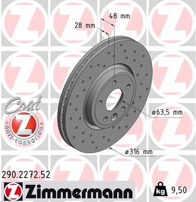 ZIMMERMANN 290.2272.52 Discofreno-Discofreno-Ricambi Euro