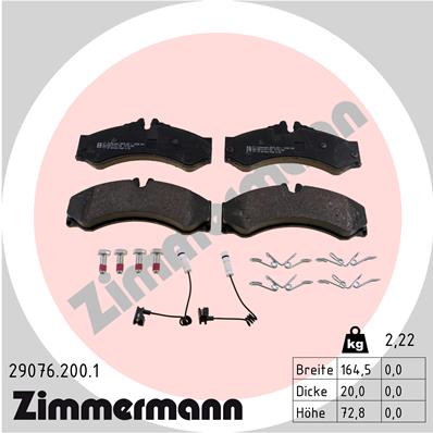 ZIMMERMANN 29076.200.1 Kit pastiglie freno, Freno a disco