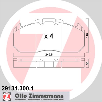 ZIMMERMANN 29131.300.1 Kit pastiglie freno, Freno a disco