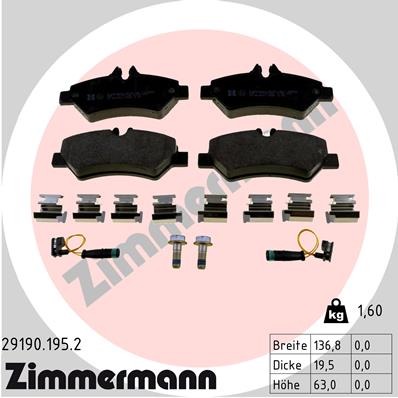 ZIMMERMANN 29190.195.2 Kit pastiglie freno, Freno a disco-Kit pastiglie freno, Freno a disco-Ricambi Euro