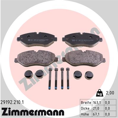 ZIMMERMANN 29192.210.1 Kit pastiglie freno, Freno a disco-Kit pastiglie freno, Freno a disco-Ricambi Euro