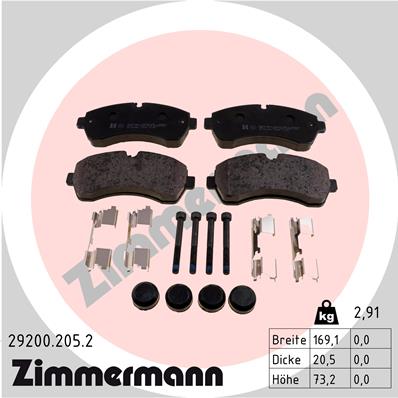 ZIMMERMANN 29200.205.2 Kit pastiglie freno, Freno a disco