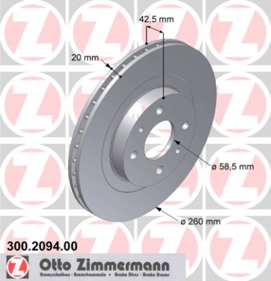 ZIMMERMANN 300.2094.00 Discofreno-Discofreno-Ricambi Euro