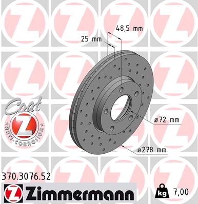 ZIMMERMANN 370.3076.52 Discofreno-Discofreno-Ricambi Euro