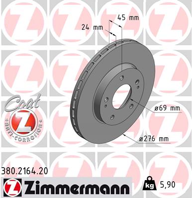 ZIMMERMANN 380.2164.20 Discofreno-Discofreno-Ricambi Euro