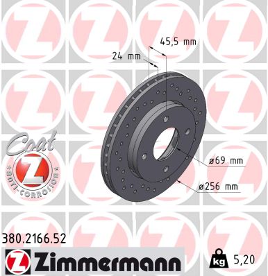 ZIMMERMANN 380.2166.52 Discofreno-Discofreno-Ricambi Euro