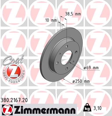 ZIMMERMANN 380.2167.20 Discofreno-Discofreno-Ricambi Euro