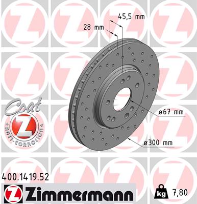 ZIMMERMANN 400.1419.52 Discofreno-Discofreno-Ricambi Euro