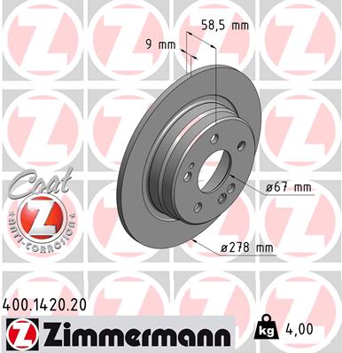 ZIMMERMANN 400.1420.20 Discofreno-Discofreno-Ricambi Euro