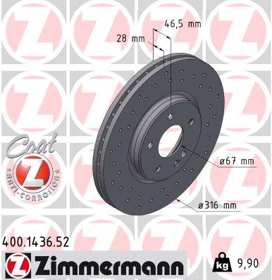 ZIMMERMANN 400.1436.52 Discofreno-Discofreno-Ricambi Euro